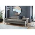 2-Sitzer W.SCHILLIG "finn", grau (grau s22), B:210cm H:71cm T:106cm, Flachgewebe S22 (100% Polyester), Stoff S37 (100% Polyester), Longlife Xtra-Leder Z59: Glattleder mit modischer Prägung. Hautstärke 0, 9 - 1, 1 mm, Sofas, German Design Award 2016, Fußgestell Chrom glänzend, Breite 210 cm