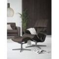 Relaxsessel STRESSLESS "Reno", braun (braun batick), B:83cm H:100cm T:76cm, Leder BATICK: BATICK ist ein leicht korrigiertes, durchgefärbtes und genarbtes Möbelleder, bei dem die meisten Unebenheiten und Spuren in der Regel entfernt wurden., Sessel, mit Cross Base, Größe S, M & L, Holzakzent Schwarz