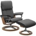 Relaxsessel STRESSLESS "Admiral", grau (grau batick), Sessel, Leder BATICK, Signature Base Eiche, Relaxfunktion-Drehfunktion-Plus™System-BalanceAdapt™-Gleitsystem, B/H/T: 84cm x 100cm x 73cm, Leder BATICK: BATICK ist ein leicht korrigiertes, durchgefärbtes und genarbtes Möbelleder, bei dem die meisten Unebenheiten und Spuren in der Regel entfernt wurden., mit Signature Base, Größe M & L, Gestell E