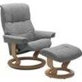 Relaxsessel STRESSLESS "Mayfair" Sessel Gr. Leder BATICK, Classic Base Eiche, Relaxfunktion-Drehfunktion-Plus™System-Gleitsystem, B/H/T: 79 cm x 101 cm x 73 cm, grau (wild dove batick) mit Classic Base, Größe S, M & L, Gestell Eiche