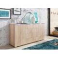 Kombikommode PRIESS, braun (struktureichefarben hell), B:143cm H:71cm T:38cm, Sideboards