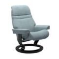 Relaxsessel STRESSLESS "Sunrise", blau (light blau jasmine), B:79cm H:103cm T:73cm, Leder BATICK: BATICK ist ein leicht korrigiertes, durchgefärbtes und genarbtes Möbelleder, bei dem die meisten Unebenheiten und Spuren in der Regel entfernt wurden., Leder PALOMA: PALOMA ist ein durchgefärbtes Semianilin-Möbelleder mit natürlicher Narbung., ROHLEDER Stoff Q2 FARON: Ein fester zuverlässiger Bouclu00