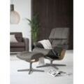 Relaxsessel STRESSLESS "Reno", grau (metal grau paloma), B:83cm H:100cm T:76cm, Leder PALOMA: PALOMA ist ein durchgefärbtes Semianilin-Möbelleder mit natürlicher Narbung., Sessel, mit Cross Base, Größe S, M & L, Holzakzent Eiche