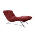 Relaxliege W.SCHILLIG "daily dreams", rot (marsala s37), B:75cm H:91cm T:170cm, Stoff S37 (100% Polyester), Sofas, in Waffelkissen-Optik, wahlweise mit Motor, Kufengestell, in 2 Breiten