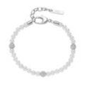 Armband GIORGIO MARTELLO MILANO "mit weißen Zirkonia und Muschelkern-Perlen, Silber 925" Armbänder Gr. 20 cm, Silber 925 (Sterlingsilber), weiß