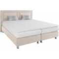 Boxspringbett, beige (sandfarben), Strukturstoff, Liegefläche B/L: 180cm x 200cm, H3, Bonnell-Federkernmatratze, Bezug Topper 100% Polyester, waschbar bis 60u00b0C, Bezug Unterbox und Kopfteil: Strukturstoff (77% Polyester und 23% Viskose), Zierkissen: gefüllt mit Hohlfaser-Polyesterwatte (100% Polyester), Bezug aus 100% Polyester, Bezug Obermatratze 100% Polyester, waschbar bis 60u00b0C, WESTFALI