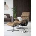 Relaxsessel STRESSLESS "Reno", braun (almond paloma), B:83cm H:100cm T:76cm, Leder PALOMA: PALOMA ist ein durchgefärbtes Semianilin-Möbelleder mit natürlicher Narbung., Sessel, mit Cross Base, Größe S, M & L, Holzakzent Schwarz