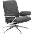 Relaxsessel STRESSLESS "Paris" Sessel Gr. Leder BATICK, Star Base-High Base, Plus™System-Gleitsystem-Relaxfunktion-Drehfunktion-Rückteilverstellung, B/H/T: 80 cm x 90 cm x 72 cm, grau (grey batick) Low Back, mit Star Base, Gestell Chrom