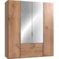 Kleiderschrank WIMEX "New York", braun (plankeneichefarben, spiegel), B:180cm H:208cm T:58cm, Schränke, mit Spiegeltür