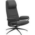 Relaxsessel STRESSLESS "Paris" Sessel Gr. ROHLEDER Stoff Q2 FARON, Star Base-High Base, Plus™System-Gleitsystem-Relaxfunktion-Drehfunktion-Kopfstützenverstellung-Rückteilverstellung, B/H/T: 80 cm x 114 cm x 74 cm, grau (dark grey q2 faron) High Back, mit Star Base, Gestell Schwarz