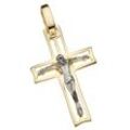 Kreuz-Anhänger FIRETTI "Schmuck Geschenk Gold 333 Halsschmuck Anhänger für Halskette Kreuz" Schmuckanhänger Gr. Gelbgold 333, 1,9 g, goldfarben (gelbgoldfarben, weißgoldfarben) Damen