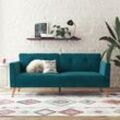 3-Sitzer COSMOLIVING BY COSMOPOLITAN "Gloria", blau (petrol), B:192cm H:82cm T:80cm, 100% Polyester, Sofas, Mit Knopfsteppung