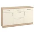 Unterschrank WIHO KÜCHEN "Kiel", beige (front: magnolia, korpus und arbeitsplatte: sonoma eiche), B:150cm H:85cm T:50cm, Schränke, 150 cm breit