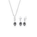 Schmuckset ELLI "Erbskette Stecker Kristalle 925 Silber" Schmuck-Sets Gr. OneSize, silberfarben (silber, grau) Damen Schmucksets