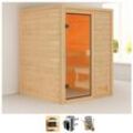 Sauna WELLTIME "Sandy", beige (naturbelassen), Saunaofen, integrierte Steuerung, 3,6 kW, Saunen, 3,6-kW-Plug & Play Ofen mit int. Steuerung