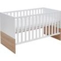 Babybett ARTHUR BERNDT "Kinderbett »Jana« 70 x 140 cm", weiß (kreideweiß, eiche, sägerau, nachbildung), B:143cm H:84cm T:77cm, Holzwerkstoff, Babybetten