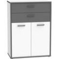 Kommode FORTE "Keflav", weiß (weiß, uni wolfram grau), B:84,5cm H:115,1cm T:41,5cm, Spanplatte, Sideboards, Breite 84,5 cm