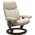 Relaxsessel STRESSLESS "Consul" Sessel Gr. Leder BATICK, Classic Base Braun, Plus™System-Gleitsystem-Relaxfunktion-Drehfunktion-Kopfstützenverstellung-Rückteilverstellung, B/H/T: 76 cm x 100 cm x 71 cm, beige (cream batick) mit Classic Base, Größe M, Gestell Braun