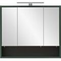 Spiegelschrank WELLTIME "Kent, Made in Germany", grün (waldgrün), B:70cm H:65,6cm T:16cm, Schränke, Badmöbel. Breite 70 cm, LED-Beleuchtung und Schalter-/Steckdosenbox