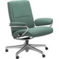 Relaxsessel STRESSLESS "Paris" Sessel Gr. Leder PALOMA, Home Office Base, Plus™System-Gleitsystem-Relaxfunktion-Drehfunktion-Rückteilverstellung-Höhenverstellung, B/H/T: 80 cm x 97 cm x 69 cm, grün (aqua green paloma) Low Back, mit Home Office Base, Gestell Chrom