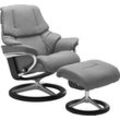 Relaxsessel STRESSLESS "Reno" Sessel Gr. Leder BATICK, Signature Base Schwarz-S, Relaxfunktion-Drehfunktion-Plus™System-Gleitsystem-BalanceAdapt™, B/H/T: 79 cm x 99 cm x 75 cm, grau (wild dove batick) mit Signature Base, Größe S, M & L, Gestell Schwarz