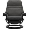 Relaxsessel STRESSLESS "Sunrise" Sessel Gr. Leder PALOMA, Power™ Leg & Back-ohne Akku-Classic Base Schwarz, Relaxfunktion-Drehfunktion-Integrierte Fußstütze-Plus™System, B/H/T: 79 cm x 103 cm x 78 cm, grau (rock paloma) elektrisch verstellbar, optional 2-motorisch, Größe M & L