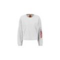 Sweater ALPHA INDUSTRIES "Alpha Industries Women - Sweatshirts X-Fit Label OS Wmn" Gr. L, grau (grey heather) Damen Sweatshirts