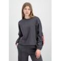 Sweater ALPHA INDUSTRIES "Alpha Industries Women - Sweatshirts X-Fit Label OS Wmn" Gr. L, grau (vintage grey) Damen Sweatshirts