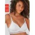 Bralette-BH PETITE FLEUR, Damen, Gr. 70, Cup A, schwarz-weiß (weiß, schwarz), Jersey, Spitze, Obermaterial: 80% Baumwolle, 10% Elasthan, 10% Polyamid, Basic, BHs BH Bralette BH-Set Bügelloser-BH, ohne Bügel mit Spitzenband, aus weicher Baumwolle, Basic Dessous