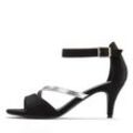 Sandalette LASCANA Gr. 36, schwarz (schwarz, silberfarben) Damen Schuhe Sandalette Riemchensandale High-Heel-Sandalette,Riemchensandalette,Sommerschuh mit Riemchen VEGAN