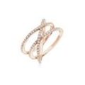 Fingerring ELLI "Verschlungen Kristalle 925 Silber" Gr. 52, rosa (rosegold, weiß), Fingerringe, Damen, 52mm,mit Steinen, Silber 925 (Sterlingsilber), 12mm