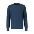 Strickpullover LERROS "LERROS Strickpullover, O-Neck" Gr. S, blau (tiefblau), Herren, 100% Baumwolle, Pullover