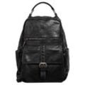 Laptoprucksack X-ZONE Gr. B/H/T: 37cm x 28cm x 13cm, schwarz, Rindsleder, Leder, Retro, Rucksäcke, echt Leder, Made in Italy