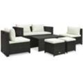 6-tlg. Garten-Lounge-Set mit Auflagen Poly Rattan Braun Vidaxl