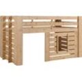 Kinderbett VIPACK "Oliver", beige (kiefer farbe oak), Betten, Baby, Liegefläche B/L: 90cm x 200cm H: 114,5cm, kein Härtegrad, ohne Matratze, Hochbett, Jugendbett, Hausbett, B:97,2cm H:114,5cm L:214,4cm