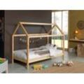 Hausbett VIPACK "Dallas", beige (kiefer massiv natur), B:98cm H:158,5cm L:208cm, Betten, Ein Hausbett in Massivholz mit Lattenrost und Bettschublade