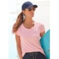 ELBSAND T-Shirt 'Ranva' pink Gr. L (40) für Damen. Rundhals und Logodrucke. Figurumspielend. Nachhaltig.