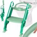 KIDIZ® Kinder Toilettensitz Toilettentrainer mit Treppe und Griffe Faltbar Kindertoilette WC Sitz Töpfchentrainer Lerntöpfchen bequemem Kissen und breiten Stufen Toilettentreppe höhenverstellbar