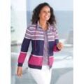 Shirtjacke CASUAL LOOKS "Shirtjacke", Damen, Gr. 36, bunt (marine, fuchsia), 100% Baumwolle, gemustert, mehrfarbig, gestreift, Langarm, Shirts