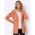 Shirtjacke CASUAL LOOKS "Jersey-Jacke", Damen, Gr. 42, orange (papaya), 95% Polyester, 5% Elasthan, unifarben, Rundhals, Shirts