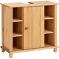 Waschbeckenunterschrank HOME AFFAIRE "Vili", beige (geölt), B:60cm H:65cm T:30cm, Holzwerkstoff, Schränke, Badezimmerschrank im Landhaus-Look, mit 6 Fächern