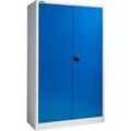 Schäfer Shop Pure Stahlschrank, Stahl, abschließbar, T 400 x H 1935 x B 1200 mm, 5 OH, lichtgrau/enzianblau