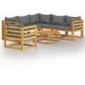 7-tlg. Garten-Lounge-Set mit Auflagen Massivholz Akazie Vidaxl