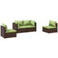 Vidaxl - 4-tlg. Garten-Lounge-Set mit Auflagen Poly Rattan Braun