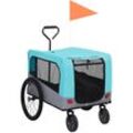 2-in-1 Fahrradanhänger für Hunde und Buggy Blau und Grau Vidaxl