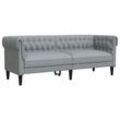 Chesterfield-Sofa 3-Sitzer Hellgrau Stoff Vidaxl