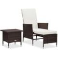 2-tlg. Garten-Lounge-Set mit Kissen Poly Rattan Braun Vidaxl Braun