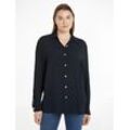 Tommy Hilfiger Hemdbluse VISCOSE CREPE FLUID SHIRT LS mit kleinem Markenlabel auf dem Ärmelabschluss, blau