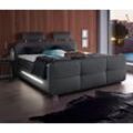 Boxspringbett PLACES OF STYLE "Gina", schwarz (schwarz 329, 06), B:192cm L:223cm, Spiegelfläche der Matratzen: 100% Polyester, Topper: 100% Polyurethan, Bezug (100% Polyester) abnehmbar und waschbar bis 60u00ba C, Komplettbetten, Boxspringbett, inkl. Topper und LED-Beleuchtung, erhältlich in der Größe 180x200cm