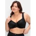 Minimizer-BH mit floraler Spitze und tonigen Streifen, schwarz, Gr.85G